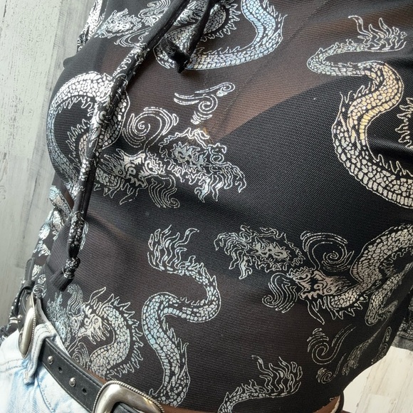 Custom made black and silver dragon hoodie medium - Picture 4 of 5